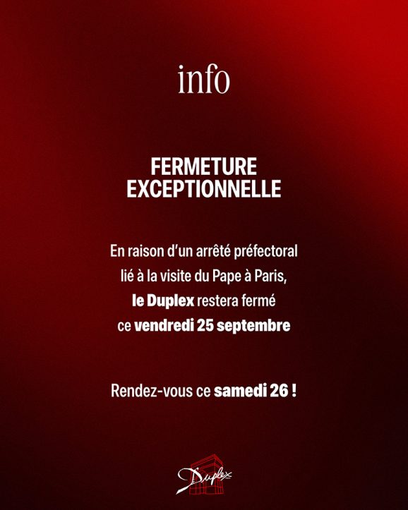 FERMETURE EXCEPTIONNELLE